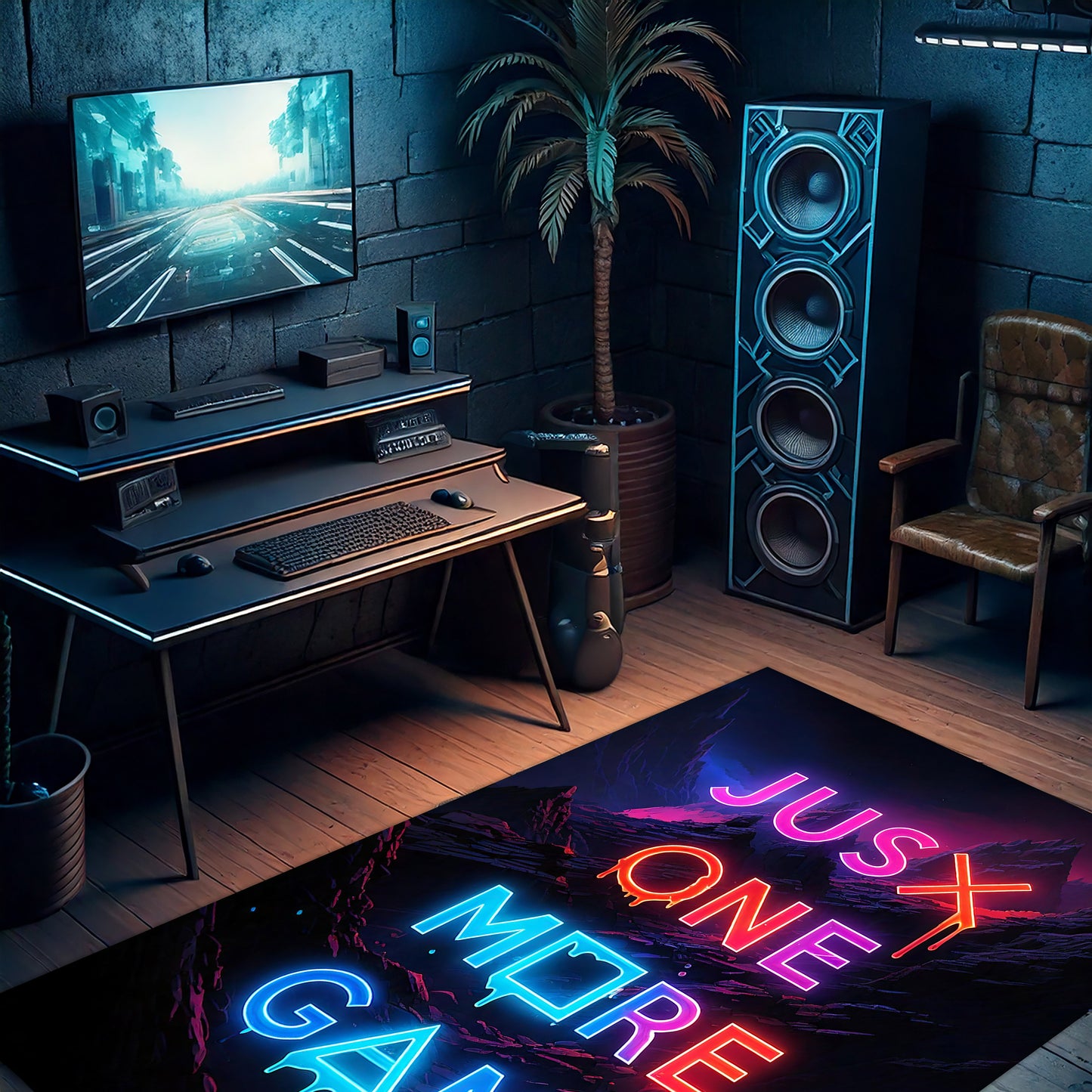 Just One More Game Yazılı Oyun Halısı | Gamer Odalarına Özel Tasarım