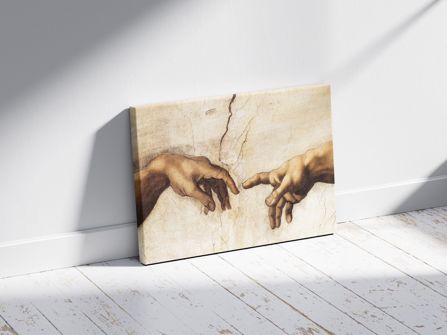 Michelangelo Creation Of Adam Hands Detail Canvas/Poster Art Reproduction, Large Canvas Wall Art, Renaissance Art Classic Painting