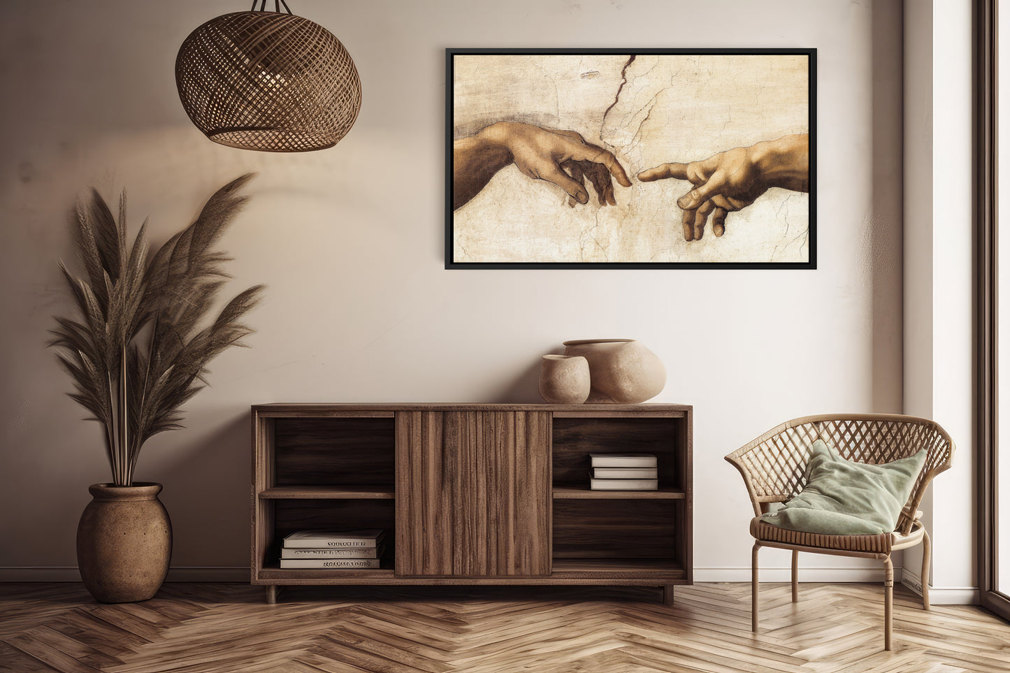 Michelangelo Creation Of Adam Hands Detail Canvas/Poster Art Reproduction, Large Canvas Wall Art, Renaissance Art Classic Painting