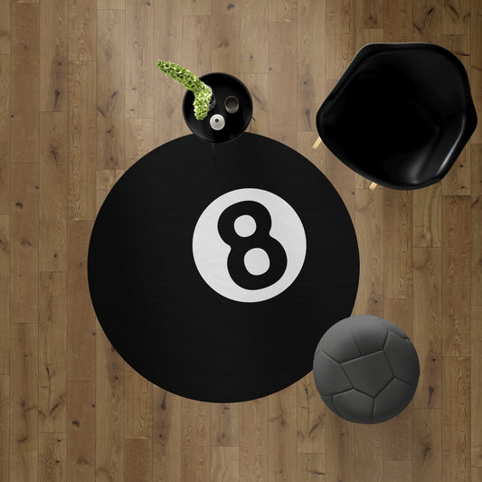 Bilardo Severler için 8 Numaralı Siyah Top Halısı | Yuvarlak Modern Halı | Eğlenceli Oyun Odası ve Ev Dekoru